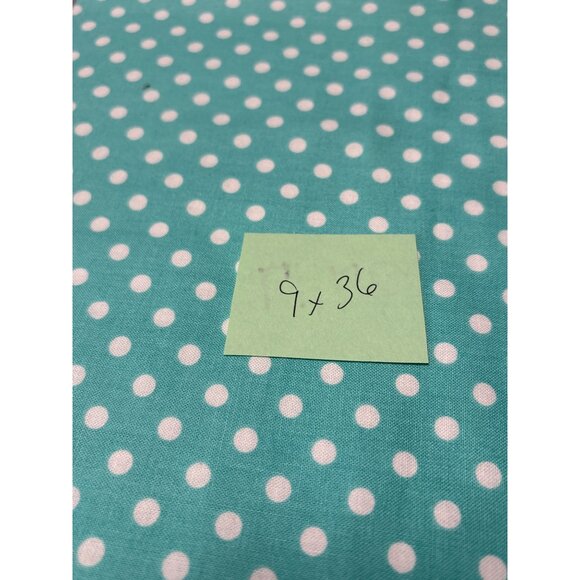 Turquoise & White Polka Dot Fabric Cotton 9" x 36" for Sewing & Crafts - Picture 4 of 5